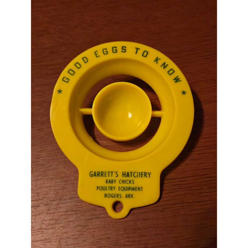 Vintage Garretts Hatchery Egg Separator Rogers Arkansas Yellow Plastic Good Eggs